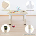 Toddler Table, 7 Level Height Adjustable Kids Play Furniture for Ages 3-8, Rectangular Plastic, 23.6" W x31.5 L, Multi-Activity Desk with Graffiti Desktop for Home & Daycare