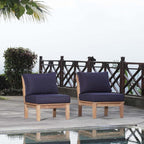 Modway EEI-1821-NAT-NAV-SET Marina Premium Grade A Teak Wood Outdoor Patio Armless Chairs-Set of 2, Natural Navy
