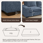 PARKOL 99" L-Shaped Sectional Couch with Storage, Sofa with Reversible Chaise, USB Type-C Charging, Chenille Fabric, Removable Cushion Covers, for Small Space, Apartment, Living Room, Blue