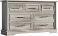 LGHM 7 Drawers Dresser for Bedroom, 54" Wide Chest of Drawers with Smooth Gliding Drawers, Gray Wood Dresser, Sturdy Storage Dressers Organizer with Metal Handles for Home Office, Farmhouse, Nursery