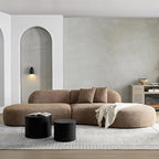135.4" Curved Sofa Couch Modern Oversized 6-Seat Round Boucle Sectional Sofa Couch with Pillows for Living Room Apartment Furniture,No Assembly Needed(Camel+Right-Facing)