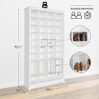 Prepac White Tall Storage Cabinet, Shoe Cabinet, Cube Storage Organizer with 40 Shoe Cubbies 13" D x 39.5" W x 72.5" H, WUSG-0011-1