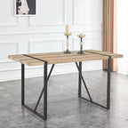 55'' Dining Table for 4-6, Wood Kitchen Table with Metal Legs, Dinner Table for 4-6 for Home Dining Room Living Room