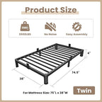 ROIL 4 inch Twin Bed Frames with Round Corner Legs Mattress Retainers 3500LBS Heavy Duty Steel Slats No Box Spring Needed Platform Noise-Free Easy Assembly