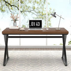 FOLUBAN Computer Desk for Home Office Workstation, Modern Writing Study Work Table, PC Gaming Table for Bedroom Living Room, Rustic Walnut, 53 Inch
