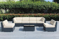 Outdoor Patio Furniture with 6-inch Thick Rainshield Cushions, No-Assembly 7-Piece All-Weather Wicker Sectional Set (Supercrylic Beige)