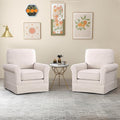 INZOY Swivel Accent Chair Set of 2 Mid Century Modern Chair, Comfy Swivel Barrel Reading Chair, Upholstered Square Chair for Living Room Bedroom Small Spaces, Fully Assembled, Beige
