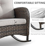 HUMMUH 7-Piece Outdoor Patio Furniture PE Wicker Patio Conversation Set,High Back Patio Couch with Ottomans Outdoor Rocking Chairs with Tables for Backyard,Porch,Deck