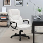 Furmax Home Desk Chair Office Executive Chair High Back Adjustable Managerial,Swivel Computer PU Leather Chair with Lumbar Support (White)