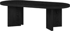 Henn&Hart 48" Oval Wood Low-Profile Coffee Table for Living Room, Family Room or Office, Black Grain