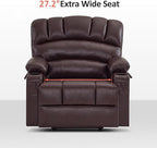 MCombo Power Lift Recliner Chair for Elderly, Lift Chair with Heat and Massage, Extra Wide Lift Recliner for Big People, Faux Leather R7096 (Medium-Wide, Dark Brown)