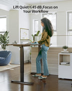 FEZIBO One-Piece Standing Desk Adjustable Height Stand up Home Office Desk, 40x24 Inch Electric Standing Computer Desk, with 4 Memory Presets, Headphone Hook, Black Walnut
