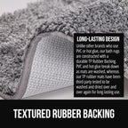 GORILLA GRIP Ultra Soft Plush Bathroom Rugs with Textured Rubber Backing, 34 x 24 Absorbent Quick Dry Bath Mat, Machine Washable Shower Mats, Home Décor Accessories Bathmat Rug Essentials, Grey