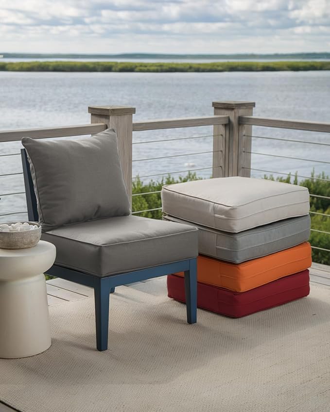 Luxury 24x24x6 Inch Outdoor Seat Cushions - Set of 2 Water Resistant Patio Chair Comfortable Cushion for Porch Set Rattan Dining Rocker Glider Chairs Loveseat Couch Sectional Sofa - Grey