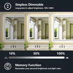 60x36 Inch LED Bathroom Mirror with Lights (Front Lit and Backlit) Black Framed Lighted Vanity Mirror for Bathroom Wall Dimmable Anti-Fog Memory Tempered Glass Horizontal/Vertical