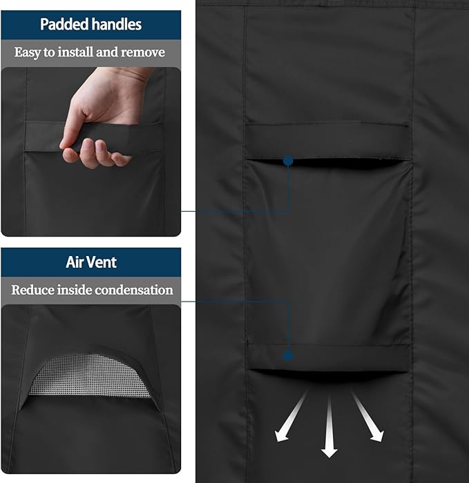 Easy-Going Patio Furniture Cover Waterproof Outdoor Rectangular Coffee Table Cover with Seal Tape at Seams (48" L x 28" W x 16" H, Black)
