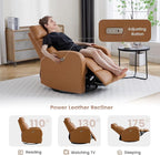 Power Recliner, Faux Leather Swivel Rocker Recliner Chair with USB Port, Electric Swivel Rocking Reclining Chair Glider Recliner for Adults Living Room, Brown