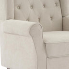 UIXE High Back Accent Chairs Set of 2, Fabric Upholstered Armchair Wingback Club Chair for Living Room, Comfy Single Sofa Bedroom Retro Reading Seat with Solid Wood Legs - Beige
