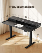 ErGear Electric Standing Desk with Drawers, 48″ x 24″ Gaming Table Compatible Monitor Stand, Stand up Desks, Home Office Height-Adjustable Desk with Storage Shelf, 4 Preset Heights, Black