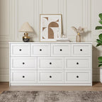 10 Drawer Double Dresser for Bedroom, 59.1" Wide Dressers & Chests of Drawers with Large Capacity Storage,White Dresser for Bedroom,Hallway,White