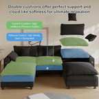 Cloud Couch, Modular Sectional Sofa with Ottoman, Charging Station, Throw Pillows, Cup Holders, Modern Convertible L Shaped Couches for Living Room, Bedroom (Classic Black, 116"- U Shape)