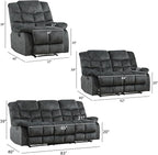 EBELLO Reclining Living Room Set, One Seat Manual Recliner, Loveseat Recliner Sofa and 3PC Bonded Manual Sofa Couch, Grey Green