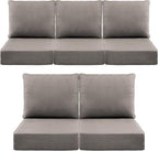 Luxury 6" Outdoor Cushions for Patio Furniture, 24x24x6" Thick Seat Cushion Set of 5, Fade Resistant Couch Chair Replacement Cushions High Density Deep Wicker Chair Cushion w/ Removable Cover Gray