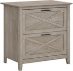 Bush Furniture Key West 2 Drawer Lateral File Cabinet in Washed Gray, Document Storage for Home Office, Accent Chest with Drawers