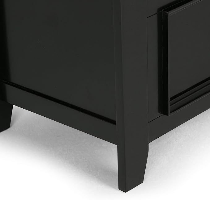 SIMPLIHOME Amherst Entryway Storage Bench - 48 inch Wide Solid Wood Hallway Seat in Black, Transitional Bench for Entryway or Living Room with Lift-Up Lid and Spacious Storage