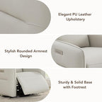 CHITA Faux Leather Power Recliner Chair, Swivel Glider Recliner for Adults, Nursery Rocking Chair with USB & Type-C Charging for Living Room, Bedroom, Creamy Grey