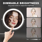Hasipu 8.5-Inch Wall Mounted Makeup Mirror with Magnification, Rechargeable 2000 mAh Vanity Mirror with Lights, Bathroom Mirror with Dimmable Brightness, 3 Lighting Modes, Extendable Arm, Black