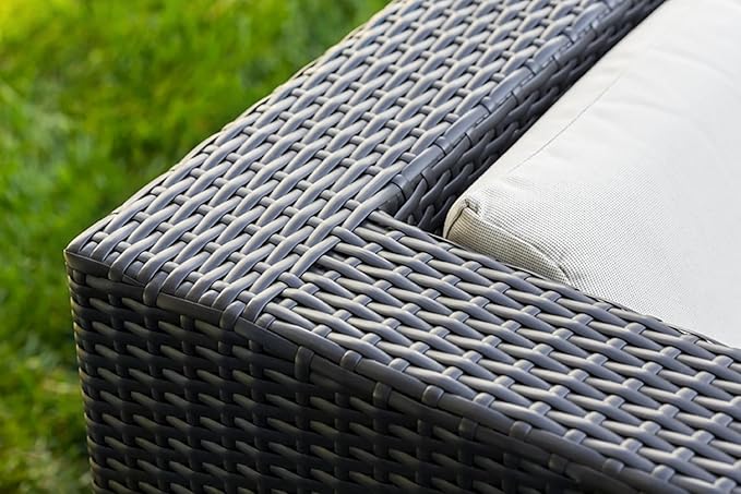 Outdoor Patio Furniture with 6-inch Thick Rainshield Cushions, No-Assembly 7-Piece All-Weather Wicker Sectional Set (Supercrylic Beige)