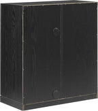 Crosley Furniture Essen Stackable Glass Door Kitchen Pantry Storage Cabinet, Accent Cabinets for Entryway, Black