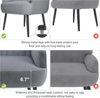 Velvet Accent Chair, Upholstered Modern Leisure Single Sofa Side Chair, Comfy Tufted Back Armchair with Metal Legs for Living Room/Bedroom/Office/Reading Room, Grey