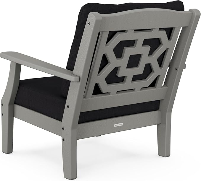 Martha Stewart by POLYWOOD® Chinoiserie Deep Seating Chair in Slate Grey/Midnight Linen