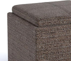 SIMPLIHOME Rockwood 18 inch Wide Contemporary Square Cube Storage Ottoman with Tray in Mink Brown Tweed Look Fabric, Assembled, For the Living Room, Entryway and Family Room