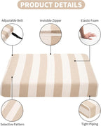 Outdoor Cushion Set for Patio Furniture Deep Seat Chair Cushions Sofa Chair Pad, 24.4x23.6 Inch, Khaki Stripe