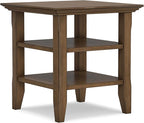 SIMPLIHOME Acadian SOLID WOOD 19 Inch Wide Square Transitional End Table in Rustic Natural Aged Brown, For the Living Room and Bedroom