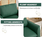 YISHENG Mid-Century Modern Living Room Accent Chairs Set of 2 - Oversized Faux Leather Armchairs with Removable Cushions & Metal Legs, Comfortable Sofas for Office/Lounge/Bedroom/Reception,Green