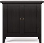 SIMPLIHOME Redmond SOLID WOOD 32 inch Wide Transitional Low Storage Cabinet in Hickory Brown for the Living Room, Entryway and Family Room