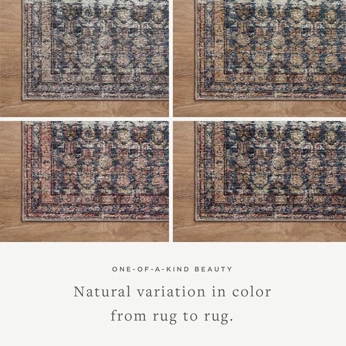 Loloi Amber Lewis Billie Collection BIL-02 Ocean/Brick 2'-6" x 12'-0", 0.19" Thick Runner Rug