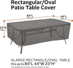 Classic Accessories Ravenna Water-Resistant 84 Inch Rectangular/Oval Patio Table Cover, Outdoor Table Cover