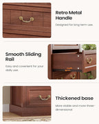 AOGLLATI Farmhouse Dresser with 7 Drawers, 58.7”Tall Wooden Rustic Chest of Drawers with Natural Texture, Vintage Design, Bedroom Dressers with Drawers for Bedroom, Oak Brown