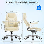 Big and Tall Office Chair with 5D Arms, 600lbs Fabric & PU Leather Heavy Duty Desk Chair, Adjustable Lumbar Support & Height, Tilt Function, High Back Ergonomic Executive Computer Chair