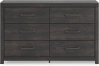 Signature Design by Ashley Delmorta Rustic 6-Drawer Dresser with Safety Stop, Gray