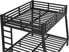 Bellemave Full XL Over Queen Bunk Bed for Adults, Full XL Over Queen Bunk Bed Frame with 2 Ladder and Full Length Guardrail, Easy Assemble, Mattress Not Included, Black