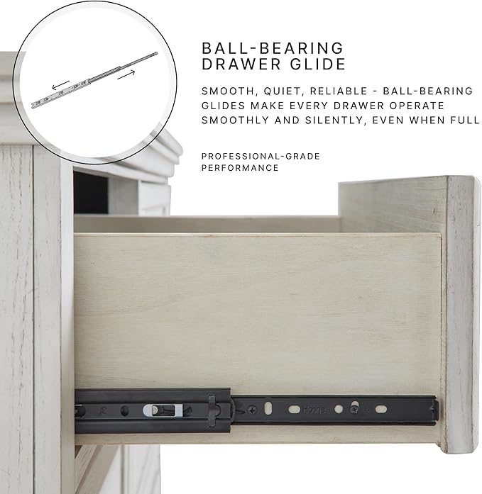 Signature Design by Ashley Taffenbrook Farmhouse 5-Drawer Chest with Felt-Lined Top Drawer and Easy Glide for Bedroom, Dark Brown