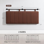 UEV Queen Headboard Only, Wall Mounted Hanging Upholstered Bed Head Board, Modern Vertical Channel Design of Fine Linen, Elegant Brown Fluted Headboard for Bedroom (Brown, Queen Size)