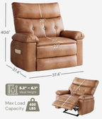 GarveeHome Recliner Chairs, Classic Manual Leather Recliner, Home Theater Seating with Lumbar & Arms Support for Living Room, Bedroom and Nursery - Coffee (Coffee, Standard)