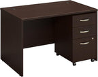 Bush Business Furniture Series C Elite 48W x 30D Desk Shell with 3 Drawer File in Mocha Cherry